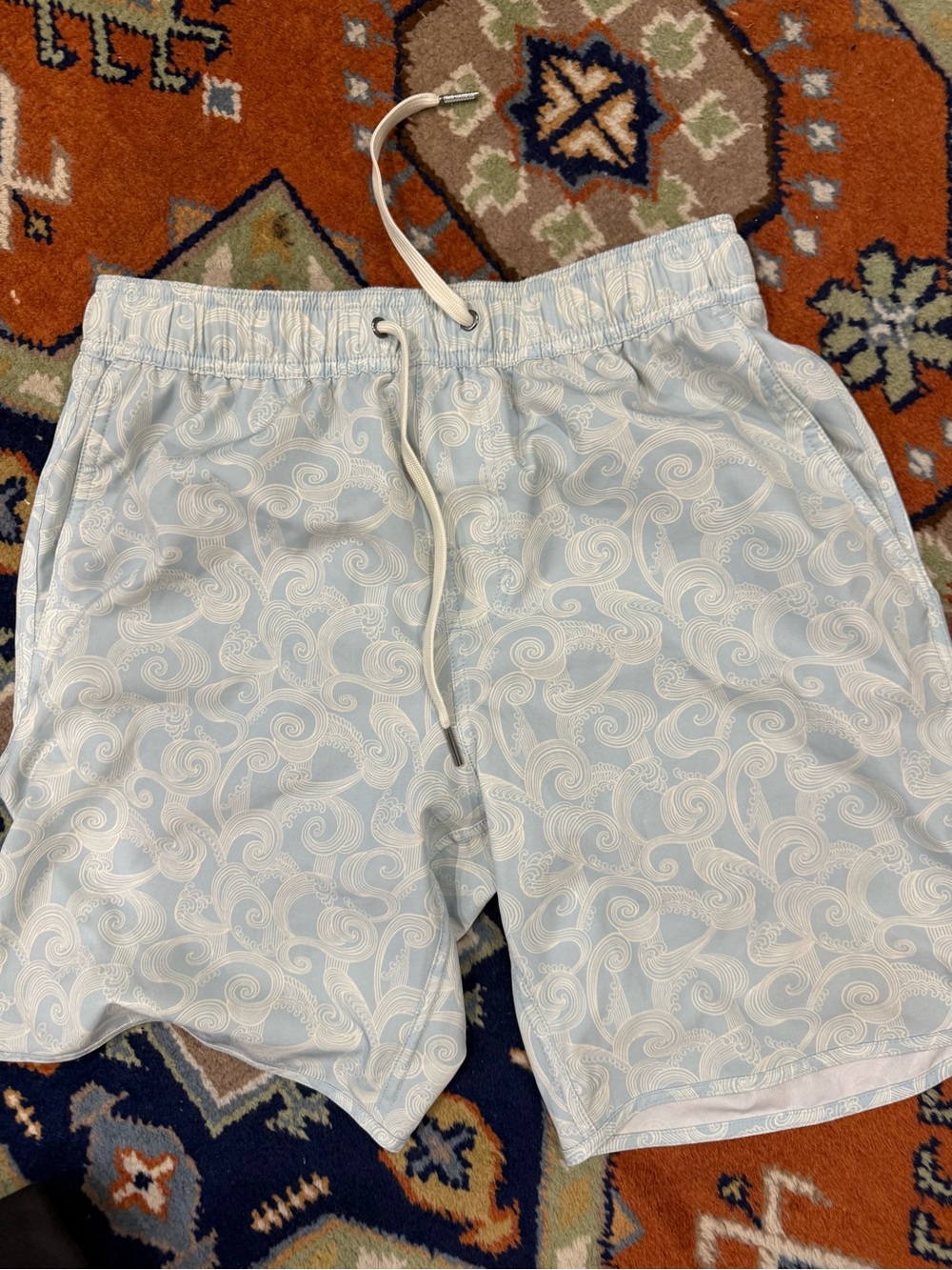 Fair Harbor Light Blue print Swim Trunks small